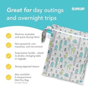 Bumkins Waterproof Wet Bag for Travel, Baby, Gym & More