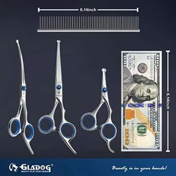 Dog Grooming Scissors Kit with Safety Round Tips, GLADOG Professional 6 in 1 Grooming Scissors for Dogs, Sharp and Heavy-duty Dog Grooming Shears for Dogs Cats Pets
