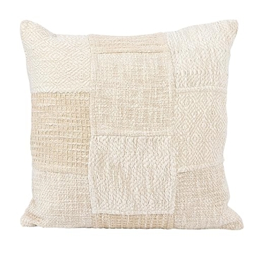 Bloomingville 18 Inch Cream Cotton Patchwork Pillow