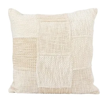 Bloomingville 18 Inch Cream Cotton Patchwork Pillow