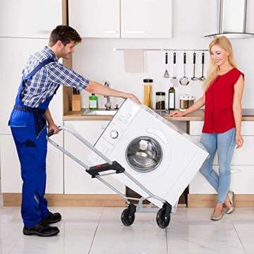 Folding Hand Truck Dolly, 100Kg/220 lbs Heavy Duty 2-Wheel Aluminum Cart Compact and Lightweight for...