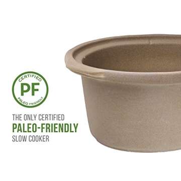 Chefman 5 Qt. Slow Cooker, All-Natural, Glaze & Chemical-Free Pot , Stovetop or Oven Cooking, Dishwasher Safe Crock; Naturally Nonstick & Paleo-Friendly, Low-Lead Stoneware, Bonus Recipes Included