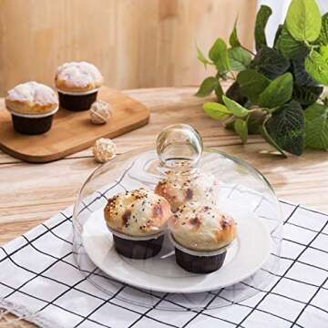 MyGift Round Glass Cake Dome Display Cover for Delicacies