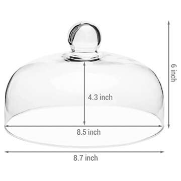 MyGift Round Glass Cake Dome Display Cover for Delicacies