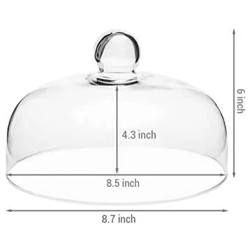 MyGift Round Glass Cake Dome Display Cover for Delicacies