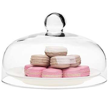 MyGift Round Glass Cake Dome Display Cover for Delicacies