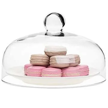 MyGift Round Glass Cake Dome Display Cover for Delicacies