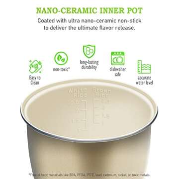 TLOG Mini Rice Cooker 2.5 Cups Uncooked, Healthy Ceramic Coating Portable Cooker, 1.2L Travel Small for 1-3 People, Personal maker, Food Steamer, 12 Hours delay timer, Multi-cooker Grains, Oats