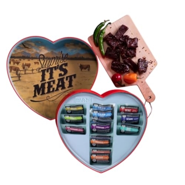 Jerky Heart – 14 Delicious Beef Jerky Snacks With Unique Flavors in a Heart-Shaped Box