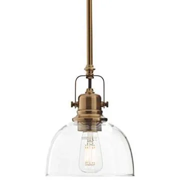 Amazon Brand – Stone & Beam Vintage Ceiling Pendant Lighting Fixture With Light Bulb And Clear Gla...