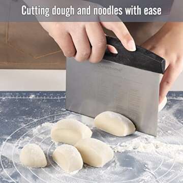 Ourokhome Dough Pastry Bench Cutter Scraper, Stainless Steel Pizza Cutter for Kitchen Baking, Dishwa...