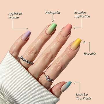 Glamnetic Press On Nails - Double Rainbow Design