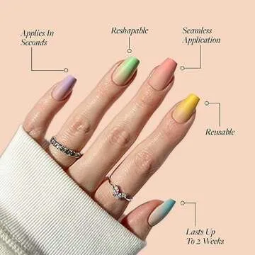 Glamnetic Press On Nails - Double Rainbow Design