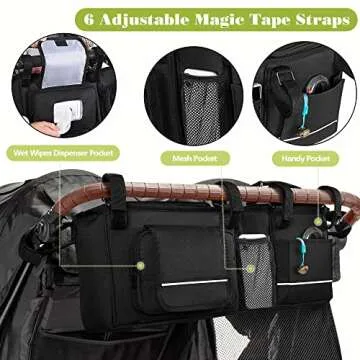 HODRANT Double Stroller Organizer Compatible with BOB Duallie & Compatible with Baby Jogger City Mini GT2 Stroller, Double Stroller Parent Console with Detachable Cooler & Cup Holder, Patent Pending