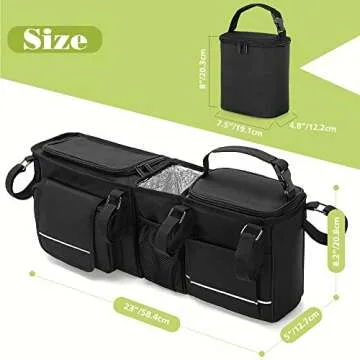 HODRANT Double Stroller Organizer Compatible with BOB Duallie & Compatible with Baby Jogger City Mini GT2 Stroller, Double Stroller Parent Console with Detachable Cooler & Cup Holder, Patent Pending