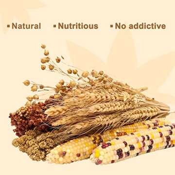 LUVCOSY Hamster Organic Sprays Set = Wheat + Flax + Yellow Millet + Panicle Millet + Corn Cob + White/Red Sorghum Stems, Pet Habitat Bedding Decor Accessories for Hamsters