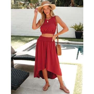 luvamia Going Out Outfits for Women Red Two Piece Outfits for Women Spring Break Outfit Women Women ...