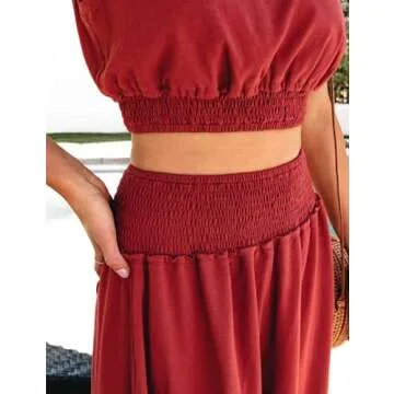 luvamia Red Two Piece Outfits for Women Spring Style