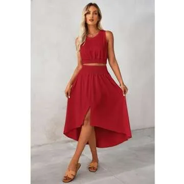 luvamia Red Two Piece Outfits for Women Spring Style