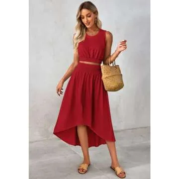 luvamia Red Two Piece Outfits for Women Spring Style