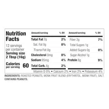 PBfit 7 Ounce No Sugar Added Peanut Butter Powder, Powdered Peanut Butter Spread from Real Roasted Peanuts, 8g Protein, Made with Erythritol and Monk Fruit (Pack of 1)