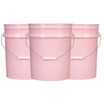 House Naturals 5 Gallon Pink Plastic Storage Buckets with Lids - 3 Pack