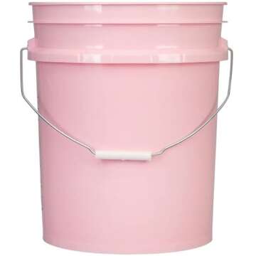 House Naturals 5 Gallon Pink Plastic Storage Buckets with Lids - 3 Pack