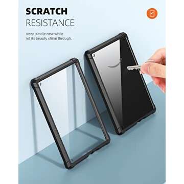 MoKo Case Fit with 6.8" Kindle Paperwhite (11th Generation-2021) and Kindle Paperwhite Signature Edition, Perfect Protection with Fully Covered Soft TPU Edge, Clear Back Cover for DIY, Black