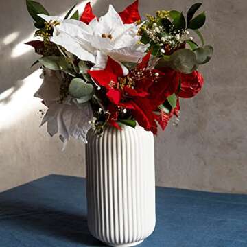 Ceramic Vase, White Flower Vase for Home Decor,Minimalism Style Modern Dried Flower Vase,Boho Home D...