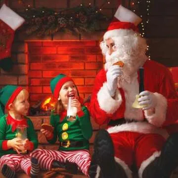 Mukum 11PCS Santa Claus Costume for Men Set, Professional Santa Costume Adult Men Santa Suit Outfit for Christmas with Santa Wig Hat Gloves Bell Red Plush Bag-XL