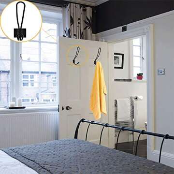 Hajoyful Rustic Entryway Hooks-12 Pack Farmhouse Hooks with Metal Screws Included, Black Decorative Wall Mounted Rustic Coat Hooks Rack, Double Vintage Organizer Hanging Wire Hook Clothes Hanger