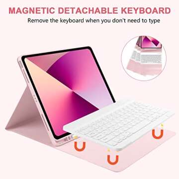 Keyboard Case for iPad Pro 12.9 inch 2022, for iPad Air 13 inch M2 2024 Case with Keyboard for iPad Pro 12.9 5th 2021 Case with Pencil Holder, Tablet Smart Cove
