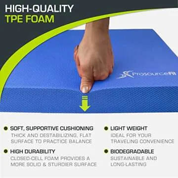 ProsourceFit Exercise Balance Pad – Large Cushioned Non-Slip Foam Mat & Knee Pad for Fitness, Stability Training, Physical Therapy, Yoga 15"x19"