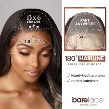 Sensationnel Bare lace 13x6 wigs - unit 14 lacefrontal glueless synthetic 180 degree preplucked hairline (LT613/ASHBROWN)