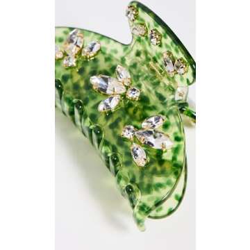 Lele Sadoughi Women's Large Crystal Claw Clip, Kiwi, Green, 1 Count