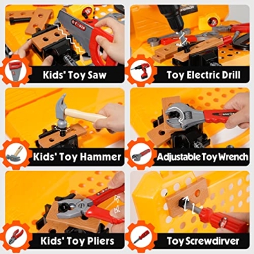 Toy Choi's 82pcs Kids Tool Bench Toy for Ages 2-7 - STEM Play Tool Set