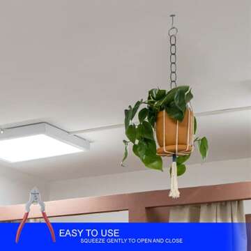 Ciata Chain Pliers, Fixture Spring loaded Chain Plier with Red Vinyl Grip in Silver Finish