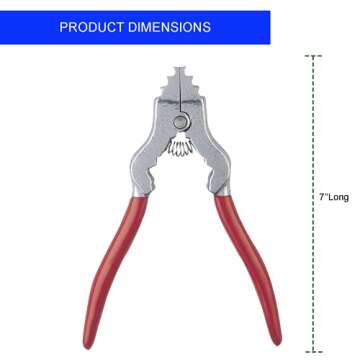 Ciata Chain Pliers, Fixture Spring loaded Chain Plier with Red Vinyl Grip in Silver Finish