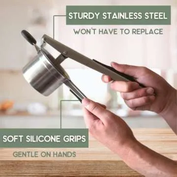 Premium Potato Ricer for Mashed Potatoes, Gnocchi, Spaetzle, Cauliflower, Hashbrowns, Baby Food | Potato Ricer Stainless Steel - Ricer Kitchen Tool - Vegetable Ricer
