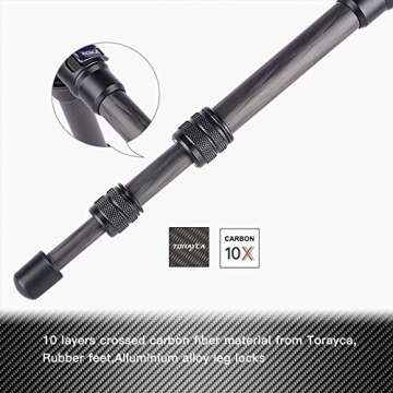 AOKA 15.7in/0.97lb Lightweight Compact Carbon Fiber Tripod with 360° Ballhead Travel Mini Tripod fo...