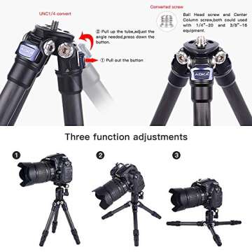 AOKA 15.7in/0.97lb Lightweight Compact Carbon Fiber Tripod with 360° Ballhead Travel Mini Tripod for Mobile Phone and Compact Mirrorless Cameras 28-Inch