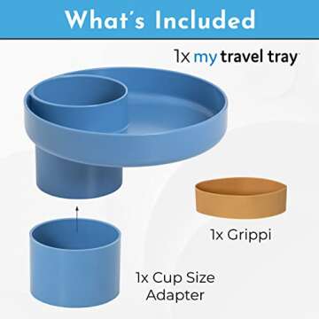 My Travel Tray Round, USA Made. Easily Convert Your existing Cup Holder to a Tray and Cup Holder for use in a Car Seat, Booster, Stroller, Golf Cart and Anywhere You Have a Cup Holder! Sky Blue