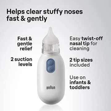Braun Electric Nasal Aspirator - Mucus Remover, Blocked Nose Relief for Newborn, Baby and Toddler, E...