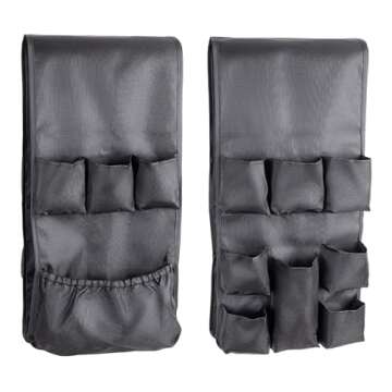 Smart Design Mini Fridge Organizer with 12 Pockets - Durable Polyester Material - Stores Pantry Items, Cutlery, Utensils, Bottles, Plates, & More - Home and Dorm Organization - 53.5 x 12 Inch - Black