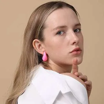 Apsvo Hot Pink Hypoallergenic Chunky Gold Earrings