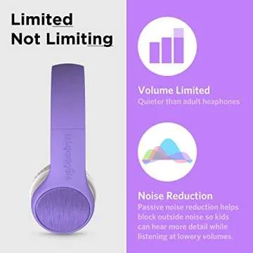 LilGadgets Connect+ Style On-Ear Kids Headphones with Microphone - SharePort Technology, SoftTouch Padding, Detachable Cable, Noise Reduction, Durable & Adjustable - Purple