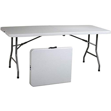 Ontario Furniture 8' Foot Rectangular Plastic Folding Table - Lightweight and Portable