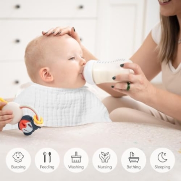 Synrroe Muslin Burp Cloths 4 Pack - Soft & Absorbent