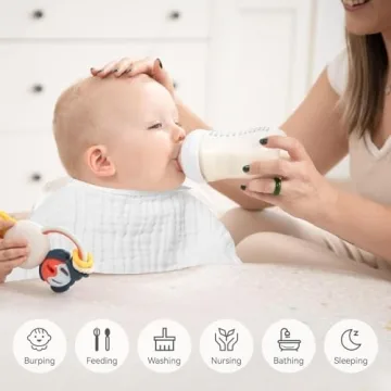 Synrroe Muslin Burp Cloths 4 Pack - Soft & Absorbent