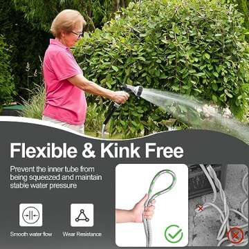 SPECILITE 75ft 304 Stainless Steel Garden Hose Metal, Heavy Duty Water Pipe with Nozzles for Yard, Outdoor - Flexible, Never Kink & Tangle, Puncture Resistant (Sliver)